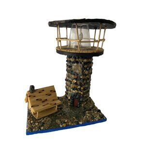 Burnt Match Tramp Prison Folk Art Handmade Lighthouse 7" Keepers House